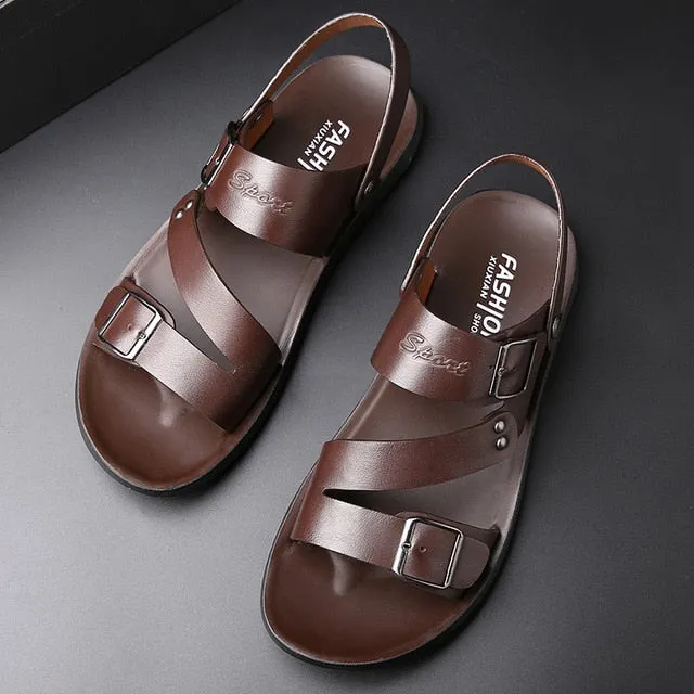 TitanTread™ - Men's Casual Slip-On Leather Sandals